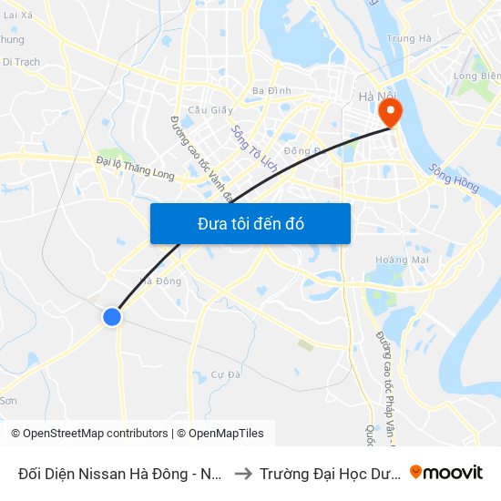 Đối Diện Nissan Hà Đông - Nhà Ga Văn Khê to Trường Đại Học Dược Hà Nội map