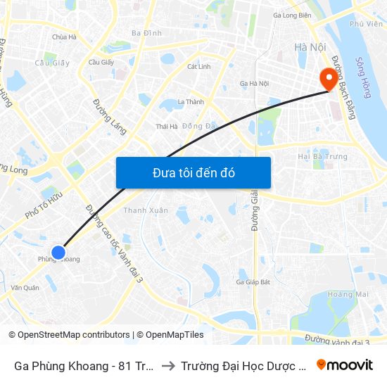 Ga Phùng Khoang - 81 Trần Phú to Trường Đại Học Dược Hà Nội map