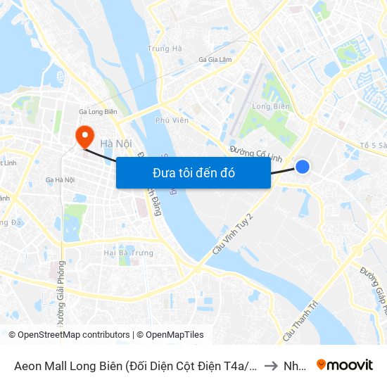 Aeon Mall Long Biên (Đối Diện Cột Điện T4a/2a-B Đường Cổ Linh) to Nhà B5 map
