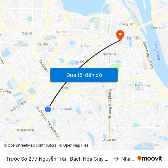 Trước Số 277 Nguyễn Trãi - Bách Hóa Giày Thượng Đình to Nhà B5 map