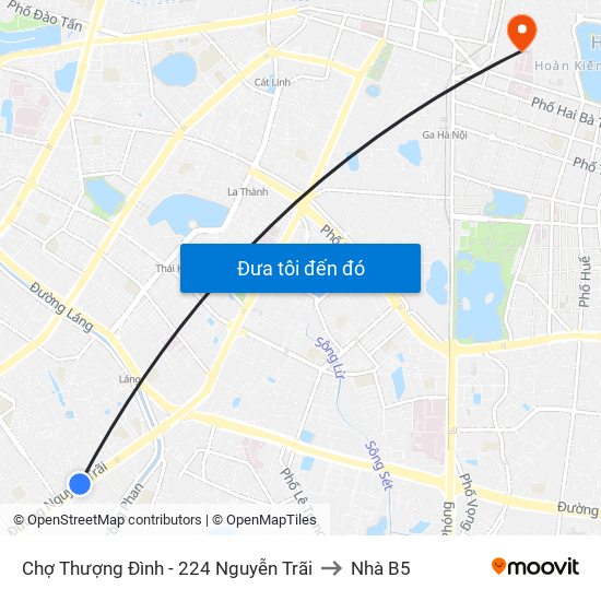 Chợ Thượng Đình - 224 Nguyễn Trãi to Nhà B5 map