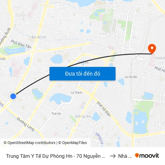 Trung Tâm Y Tế Dự Phòng Hn - 70 Nguyễn Chí Thanh to Nhà B5 map