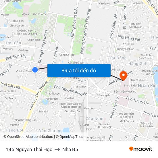 145 Nguyễn Thái Học to Nhà B5 map