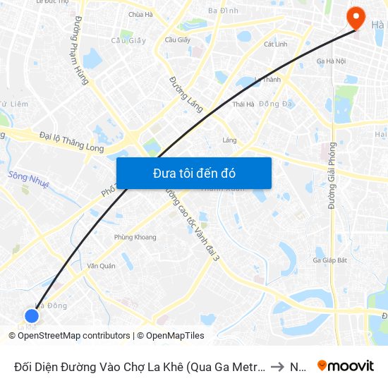 Đối Diện Đường Vào Chợ La Khê (Qua Ga Metro La Khê) - 405 Quang Trung (Hà Đông) to Nhà B5 map