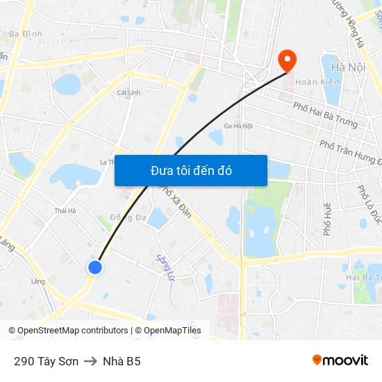290 Tây Sơn to Nhà B5 map