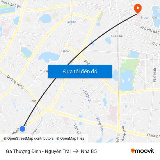 Ga Thượng Đình - Nguyễn Trãi to Nhà B5 map