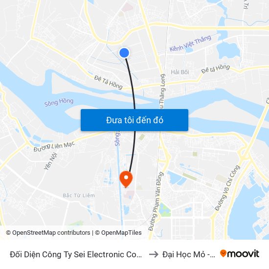 Đối Diện Công Ty Sei Electronic Components-Việt Nam to Đại Học Mỏ - Địa Chất map