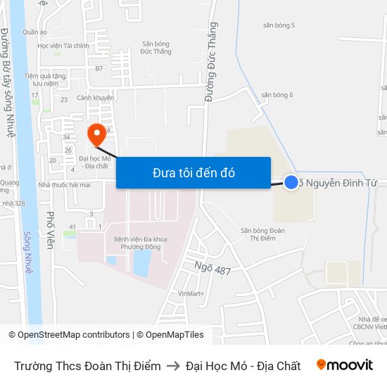 Trường Thcs Đoàn Thị Điểm to Đại Học Mỏ - Địa Chất map