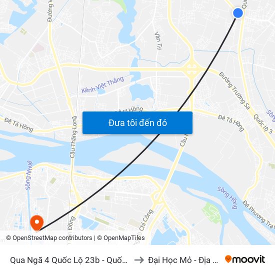 Qua Ngã 4 Quốc Lộ 23b - Quốc Lộ 3 to Đại Học Mỏ - Địa Chất map