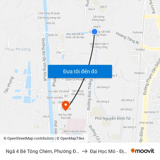 Ngã 4 Bê Tông Chèm, Phường Đông Ngạc to Đại Học Mỏ - Địa Chất map