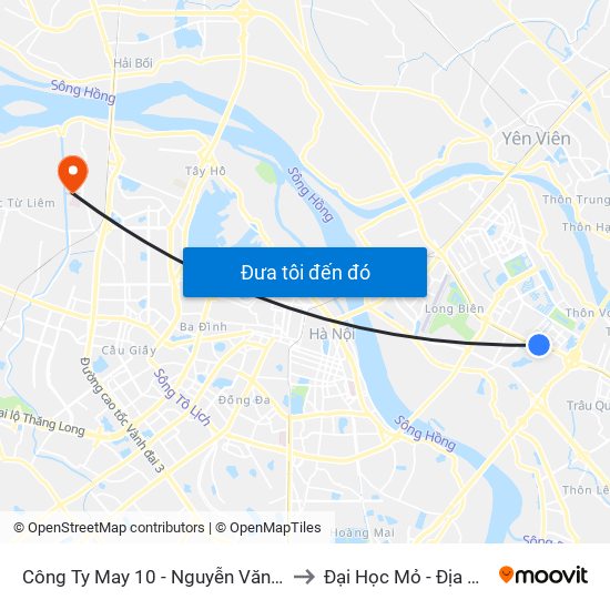 Công Ty May 10 - Nguyễn Văn Linh to Đại Học Mỏ - Địa Chất map