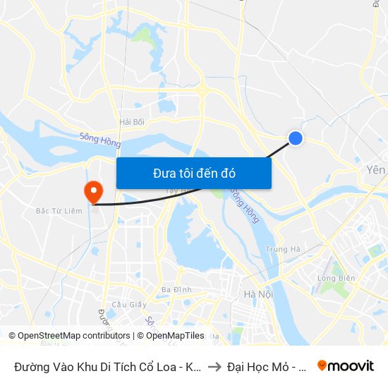 Đường Vào Khu Di Tích Cổ Loa - Km 5 Quốc Lộ 3 to Đại Học Mỏ - Địa Chất map