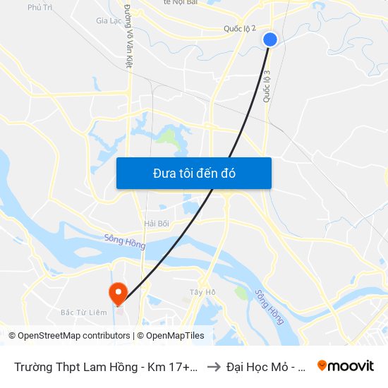 Trường Thpt Lam Hồng - Km 17+750 Quốc Lộ 3 to Đại Học Mỏ - Địa Chất map