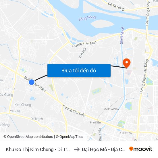 Khu Đô Thị Kim Chung - Di Trạch to Đại Học Mỏ - Địa Chất map