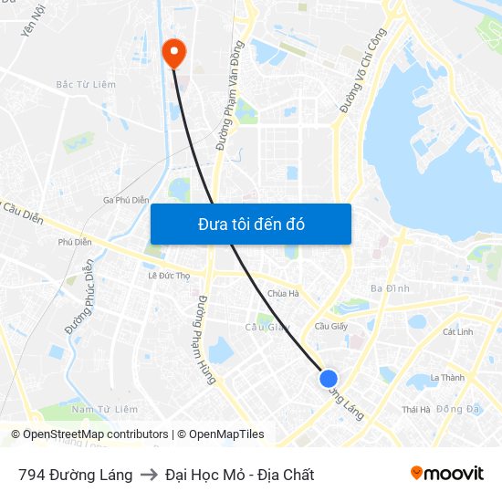 794 Đường Láng to Đại Học Mỏ - Địa Chất map