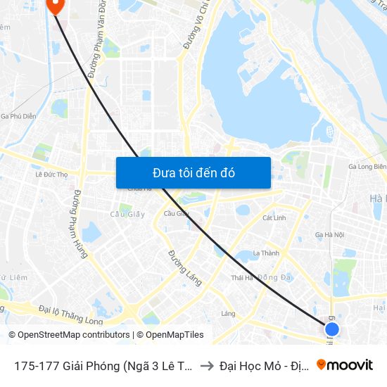 175-177 Giải Phóng (Ngã 3 Lê Thanh Nghị) to Đại Học Mỏ - Địa Chất map