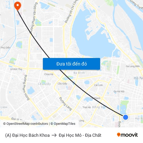 (A) Đại Học Bách Khoa to Đại Học Mỏ - Địa Chất map