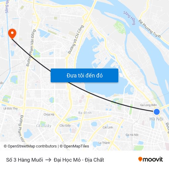 Số 3 Hàng Muối to Đại Học Mỏ - Địa Chất map