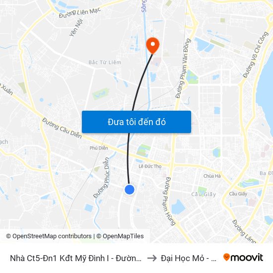 Nhà Ct5-Đn1 Kđt Mỹ Đình I - Đường Trần Hữu Dực to Đại Học Mỏ - Địa Chất map