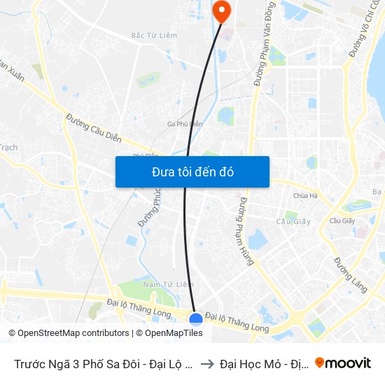 Trước Ngã 3 Phố Sa Đôi - Đại Lộ Thăng Long to Đại Học Mỏ - Địa Chất map