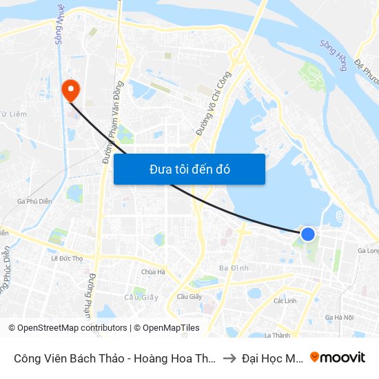 Công Viên Bách Thảo - Hoàng Hoa Thám (Đd Trường Thcs Chu Văn An) to Đại Học Mỏ - Địa Chất map