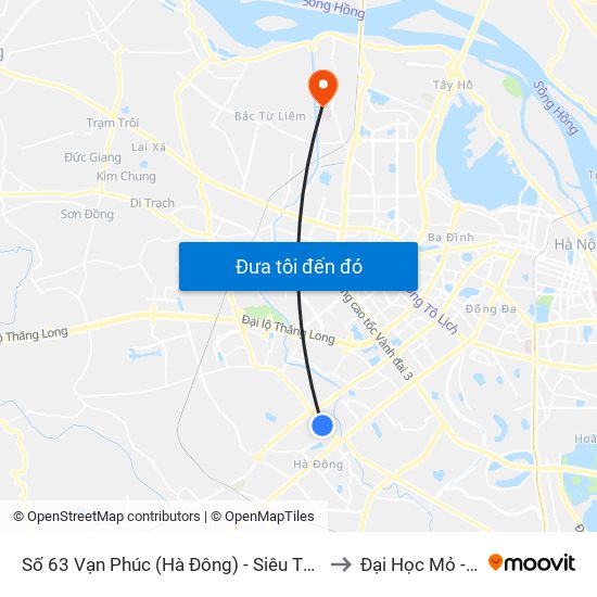 Số 63 Vạn Phúc  (Hà Đông) - Siêu Thị Vinmart Vạn Phúc to Đại Học Mỏ - Địa Chất map