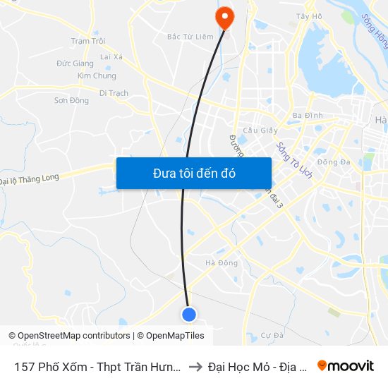 157 Phố Xốm - Thpt Trần Hưng Đạo to Đại Học Mỏ - Địa Chất map