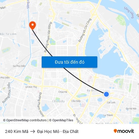 240 Kim Mã to Đại Học Mỏ - Địa Chất map