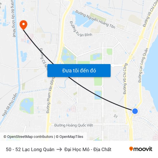 50 - 52 Lạc Long Quân to Đại Học Mỏ - Địa Chất map