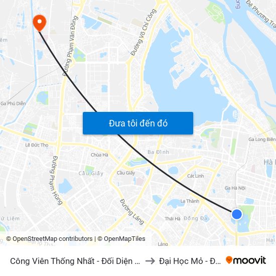 Công Viên Thống Nhất - Đối Diện 326 Lê Duẩn to Đại Học Mỏ - Địa Chất map