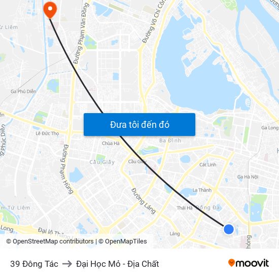 39 Đông Tác to Đại Học Mỏ - Địa Chất map