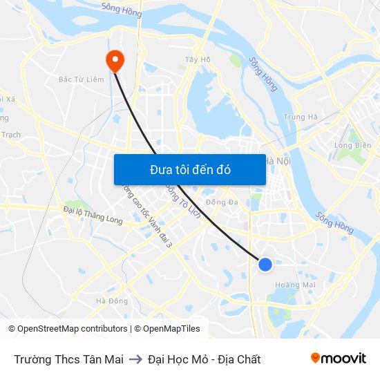 Trường Thcs Tân Mai to Đại Học Mỏ - Địa Chất map