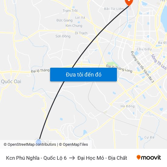 Kcn Phú Nghĩa - Quốc Lộ 6 to Đại Học Mỏ - Địa Chất map