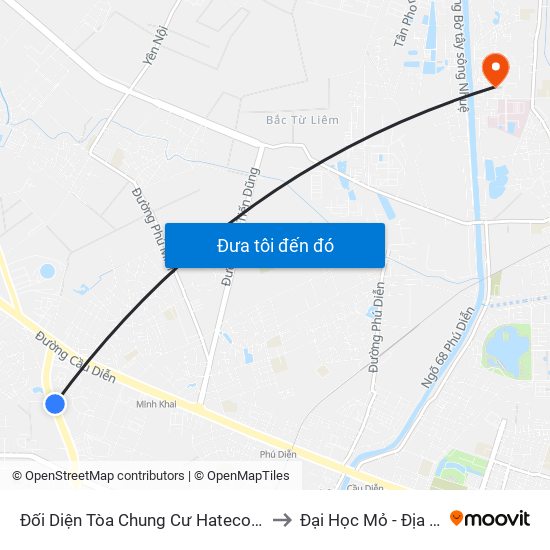 Đối Diện Tòa Chung Cư Hateco Group to Đại Học Mỏ - Địa Chất map