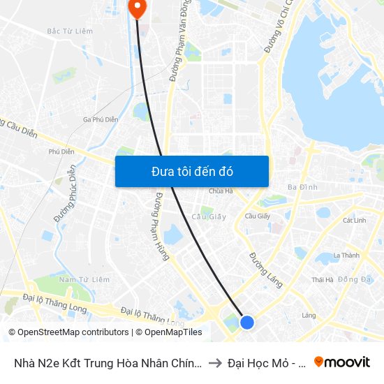 Nhà N2e Kđt Trung Hòa Nhân Chính - Lê Văn Lương to Đại Học Mỏ - Địa Chất map