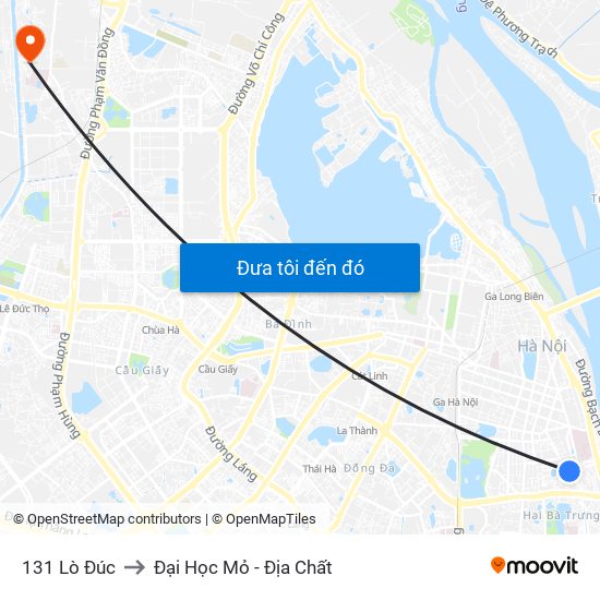 131 Lò Đúc to Đại Học Mỏ - Địa Chất map