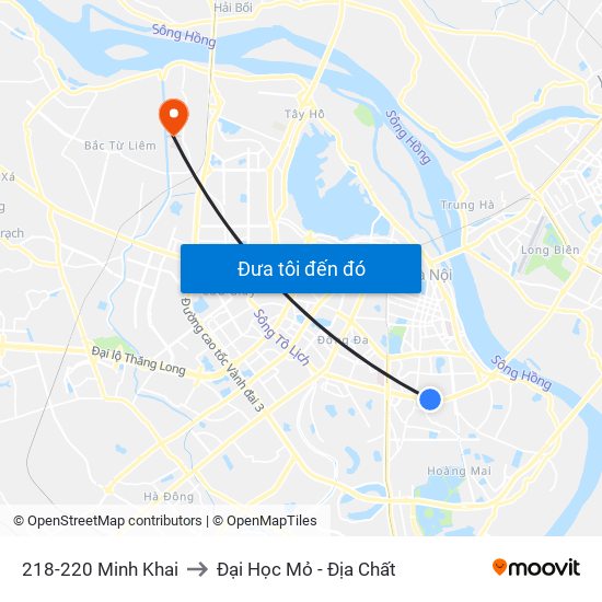 218-220 Minh Khai to Đại Học Mỏ - Địa Chất map