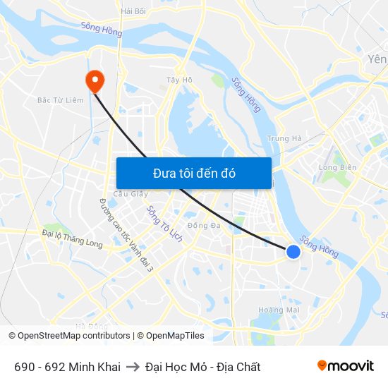 690 - 692 Minh Khai to Đại Học Mỏ - Địa Chất map