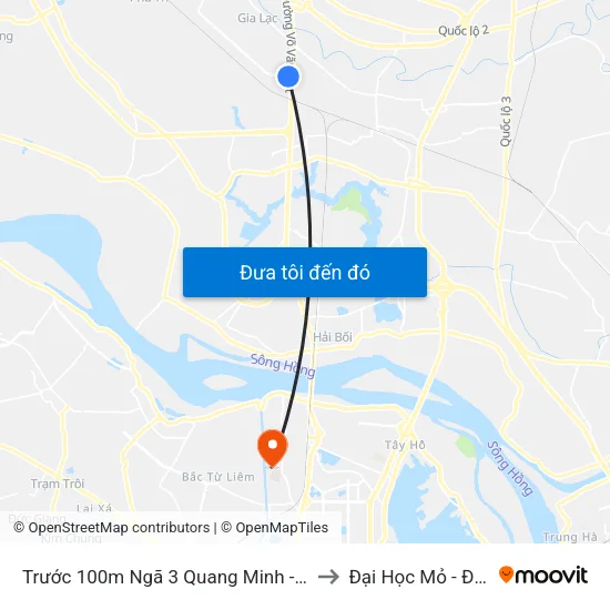 Trước 100m Ngã 3 Quang Minh - Võ Văn Kiệt to Đại Học Mỏ - Địa Chất map