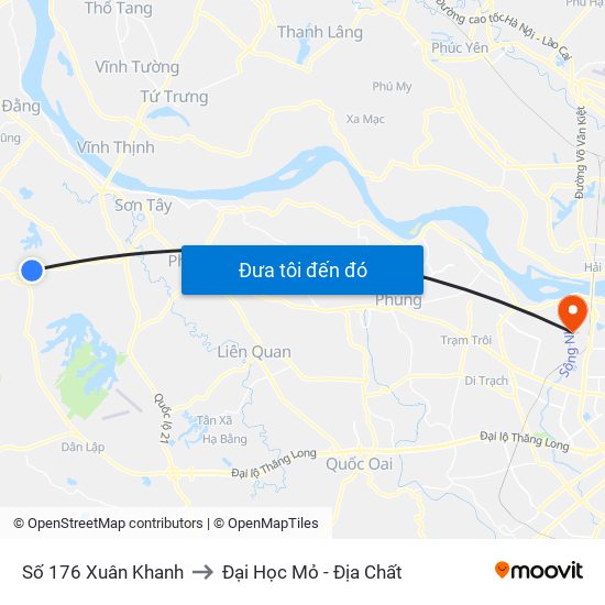 Số 176 Xuân Khanh to Đại Học Mỏ - Địa Chất map