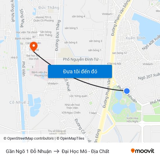 Gần Ngõ 1 Đỗ Nhuận to Đại Học Mỏ - Địa Chất map