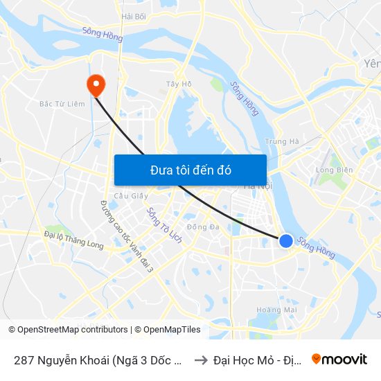 287 Nguyễn Khoái (Ngã 3 Dốc Minh Khai) to Đại Học Mỏ - Địa Chất map