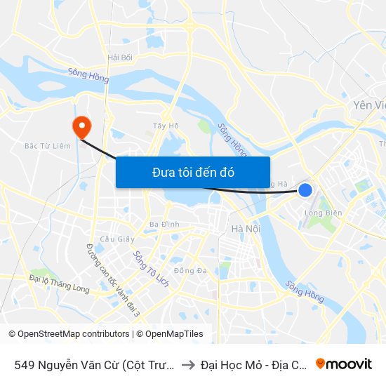 549 Nguyễn Văn Cừ (Cột Trước) to Đại Học Mỏ - Địa Chất map