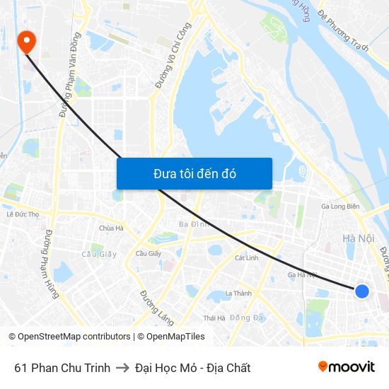 61 Phan Chu Trinh to Đại Học Mỏ - Địa Chất map