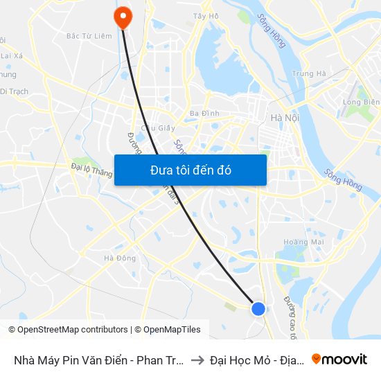 Nhà Máy Pin Văn Điển - Phan Trọng Tuệ to Đại Học Mỏ - Địa Chất map