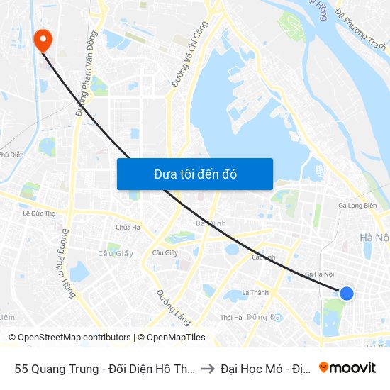 55 Quang Trung - Đối Diện Hồ Thiền Quang to Đại Học Mỏ - Địa Chất map