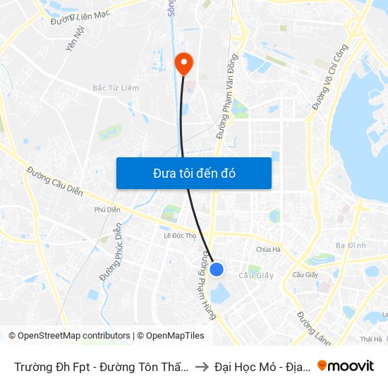 Trường Đh Fpt - Đường Tôn Thất Thuyết to Đại Học Mỏ - Địa Chất map