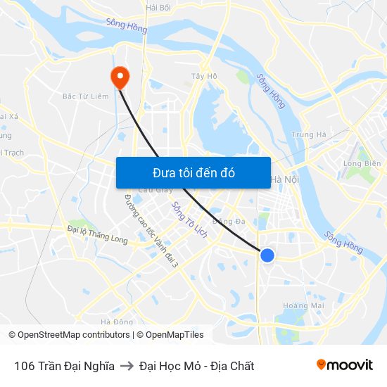 106 Trần Đại Nghĩa to Đại Học Mỏ - Địa Chất map