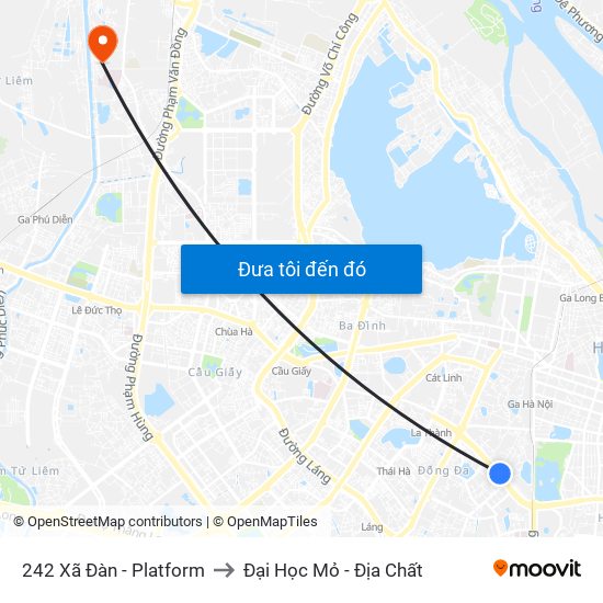 242 Xã Đàn - Platform to Đại Học Mỏ - Địa Chất map