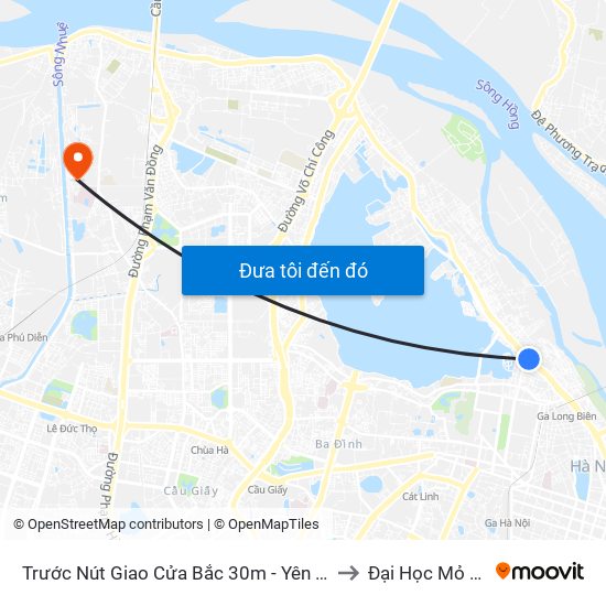 Trước Nút Giao Cửa Bắc 30m - Yên Phụ (Đường Xe Buýt) to Đại Học Mỏ - Địa Chất map